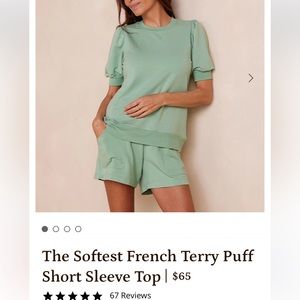 NWT green aloe summersalt French Terry puff short sleeve size small $65
